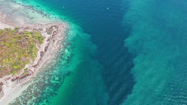 Beautiful blue and turquoise sea by the coastal in tropical island