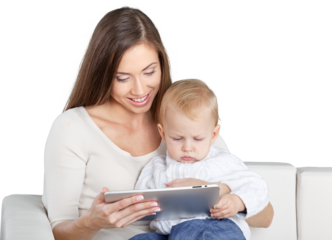 Mother with Baby Using Tablet