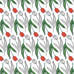 Obraz premium seamless pattern with tulips