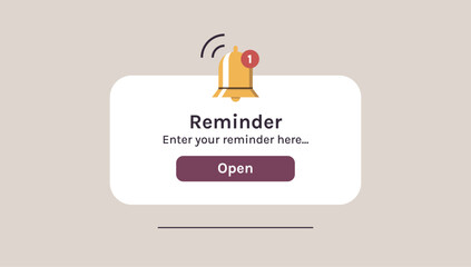 Reminder, notification page with floating elements and business planning, events, timetable flat vector illustration.