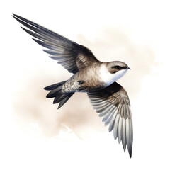Common swift bird Portrait | Wildlife Watercolour Illustration