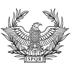 Fototapeta na wymiar Roman Eagle with the inscription SPQR 