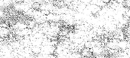 Monochrome texture composed of irregular graphic elements. Distressed uneven grunge background. Abstract vector illustration. Overlay for interesting effect and depth. Isolated on white background.