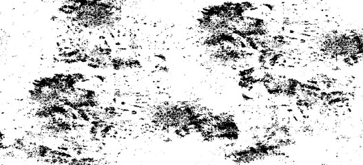 Monochrome texture composed of irregular graphic elements. Distressed uneven grunge background. Abstract vector illustration. Overlay for interesting effect and depth. Isolated on white background.
