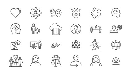  Insurance elements - minimal thin line web icon set. Outline icons collection. Simple vector illustration