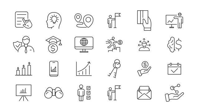  Digital marketing icons set. Content, search, marketing, ecommerce, seo, electronic devices, internet, analysis, social and more line icon.