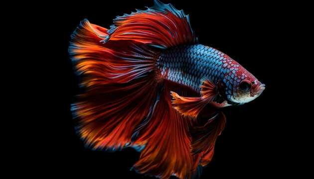 Multi colored Siamese fighting fish swim in luxury generated by AI