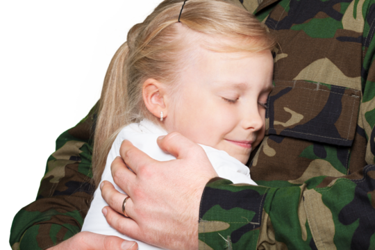 Daughter Hugging her Soldier Dad