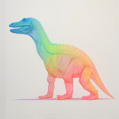 Colorful Neon Dinosaur Drawing Generative AI