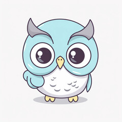 Fototapeta premium Cute Baby Owl on White Icon Vector Generative AI