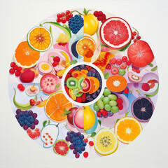 Fruit Color Wheel on White Generative AI