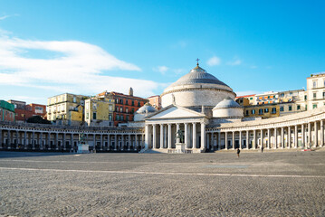 Piazza del Plabiscito, named after the plebiscite taken in 1860, that brought Naples into the unified Kingdom of Italy. - obrazy, fototapety, plakaty