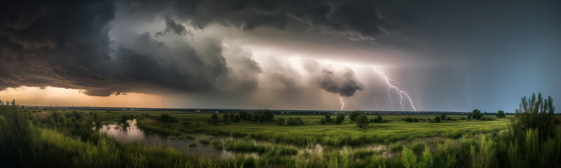 Obraz na płótnie Canvas weather image in nature. rain , hurricane and storm. Generative AI 