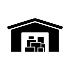 Warehouse goods icon. Black silhouette. Front view. Vector simple flat graphic illustration. Isolated object on a white background. Isolate.