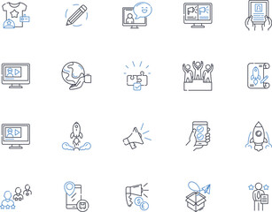Push line icons collection. Shove, Propel, Thrust, Nudge, Press, Force, Prod vector and linear illustration. Drive,Impel,Exert outline signs set