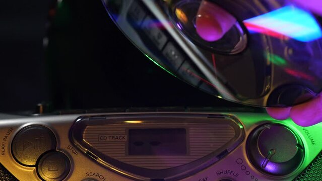 compact music CD is inserted into the audio player