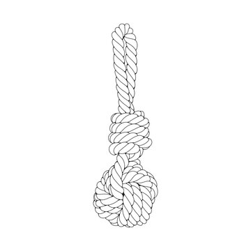 Rope Knots Borders Black Thin Line art Design Element. Vector illustration of Rope Knot