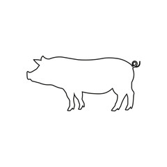 Pig icon. Line silhouette. Vector illustration.