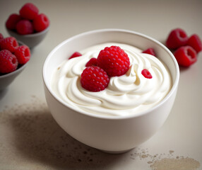 yogurt cream with raspberries