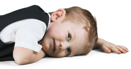 Friendly Little Boy Lying Down - Isolated