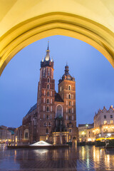 Fototapeta premium Beautiful view of the Church of the Assumption of the Blessed Virgin Mary (St. Mary's Church) in Krakow, Poland