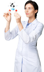 Female Scientist Holding a Molecular Structure