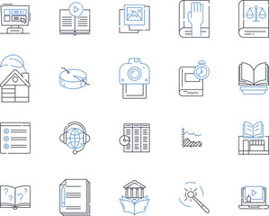 Political science line icons collection. Democracy, Governance, Power, Ideology, Diplomacy, Policy, Federalism vector and linear illustration. Judiciary,Equality,Authoritarianism outline signs set