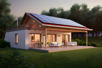 Fototapeta na wymiar Modernes Haus mit Solarenergie