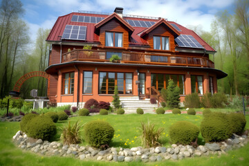 Fototapeta na wymiar Grosses Haus mit Solarenergie