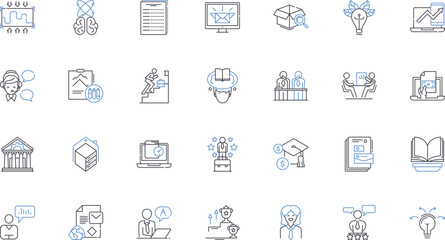 Service regimen line icons collection. Maintenance, Consistency, Routine, Procedures, Order, Schedule, Method vector and linear illustration. Care,System,Plan outline signs set