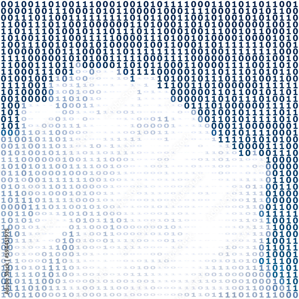 Poster Cloud Data Storage. Binary background with big cloud. Digital vector graphics