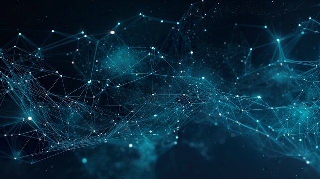 technologic linear background with dots and lines, in the style of dark teal and dark sky-blue, human connections, 32k uhd, neo-academism, generat ai