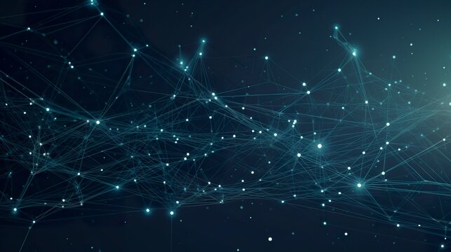 technologic linear background with dots and lines, in the style of dark teal and dark sky-blue, human connections, 32k uhd, neo-academism, generat ai