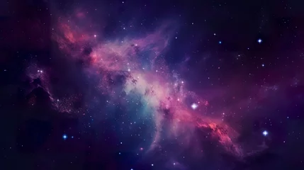 Foto op Plexiglas galaxy space wallpaper, in the style of dark violet and light violet, realistic usage of light and color, richly colored skies, realistic textures, generat ai © MdBaki