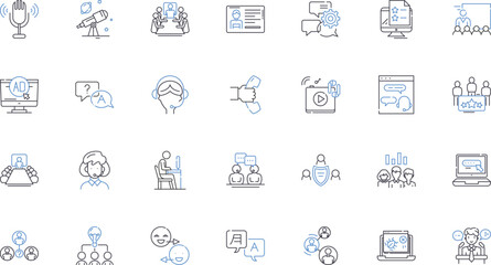 Nerking line icons collection. Nerking, Connections, Collaboration, Socializing, Promotions, Communication, Partnerships vector and linear illustration. Relationships,Meetings,Business outline signs