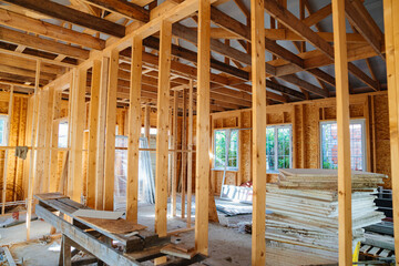 The internal structure of the block wooden house consists of wooden bars