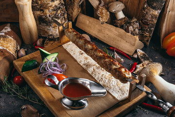 grilled meat with vegetables