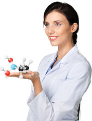 Female Scientist Holding a Molecular Structure