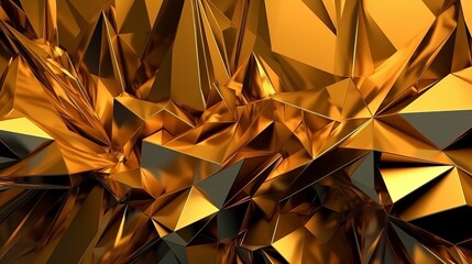 Golden trigonometric polygonal background, gold crystal. Generative AI

