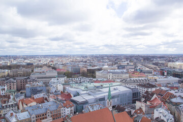 Fototapeta na wymiar Beautiful view of the city center near the Daugava River in Riga, Latvia