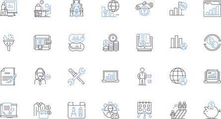 Global cooperation line icons collection. Unity, Alliance, Collaboration, Partnership, Solidarity, Harmony, Inclusion vector and linear illustration. Connectivity,Coordination,Synergy outline signs