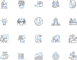 Retirement planning line icons collection. Pension, Annuity, Investment, Savings, k, IRA, Social-security vector and linear illustration. Estate,Aging,Healthcare outline signs set