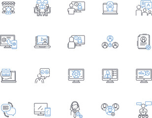 Prattling parents line icons collection. Gossip, Nattering, Chatter, Chit-chat, Jabbering, Blathering, Rambling vector and linear illustration. Babbling,Prattling,Talking outline signs set