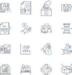 Artificial energy line icons collection. Solar, Wind, Hydroelectric, Nuclear, Fossil, Geothermal, Biomass vector and linear illustration. Thermoelectric,Tidal,Renewable outline signs set