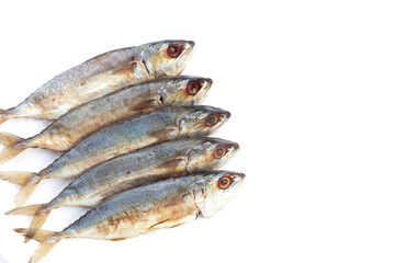 Salted fish on white background.
