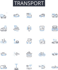 Transport line icons collection. Logistics, Freight, Delivery, Transportation, Export, Import, Cargo vector and linear illustration. Dispatch,Consignment,Trucking outline signs set