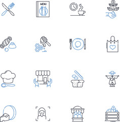 Sugar emporium line icons collection. Sweetness, Confectiry, Indulgence, Desserts, Treats, Candy, Gourmet vector and linear illustration. Decadence,Delightful,Flavorful outline signs set