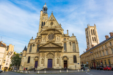 Fototapeta na wymiar France, Paris. Saint-Etienne-du-Mont, Catholic church. Contains Shrine of St. Genevieve, the patron saint of Paris.
