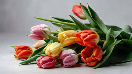 Fototapeta premium Bouquet of tulips, Mother's Day, Spring, Generative AI, Generative, AI