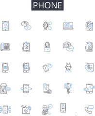 Phone line icons collection. Tablet, Mobile, Handset, Cellph, Smartwatch, Pager, Device vector and linear illustration. Gadget,Wireless,Communicator outline signs set